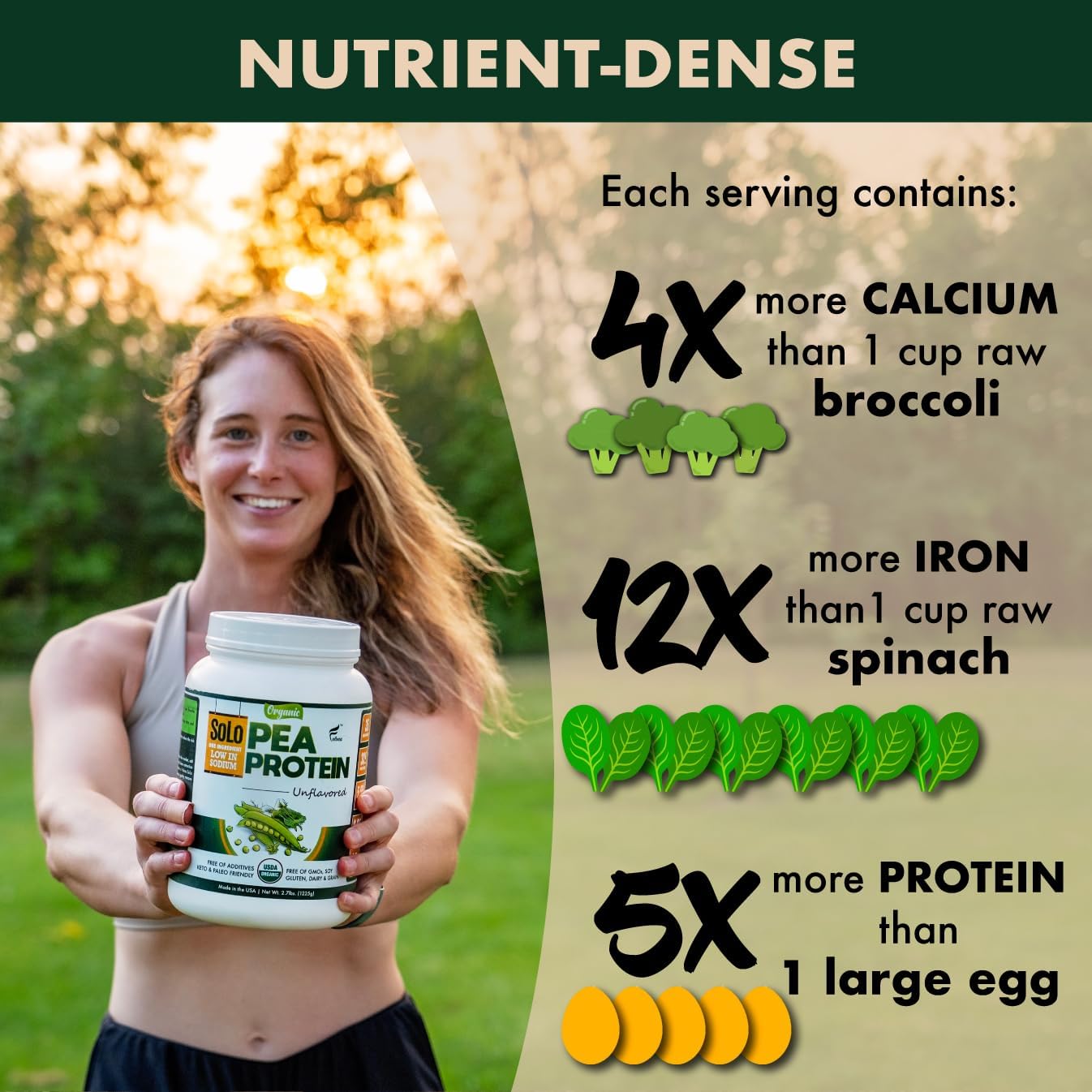SOLO Organic Pea Protein Isolate, Unflavored Vegan Protein Powder (2.7 lbs)