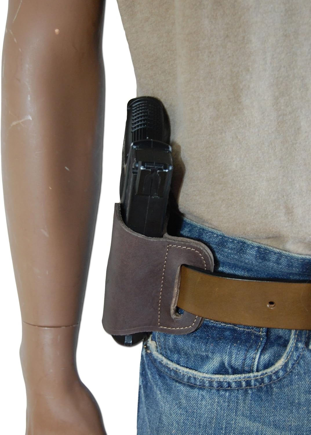 New Barsony Quick Slide Gun OWB Brown Leather Holster for Compact 9mm 40 45 Pistols
