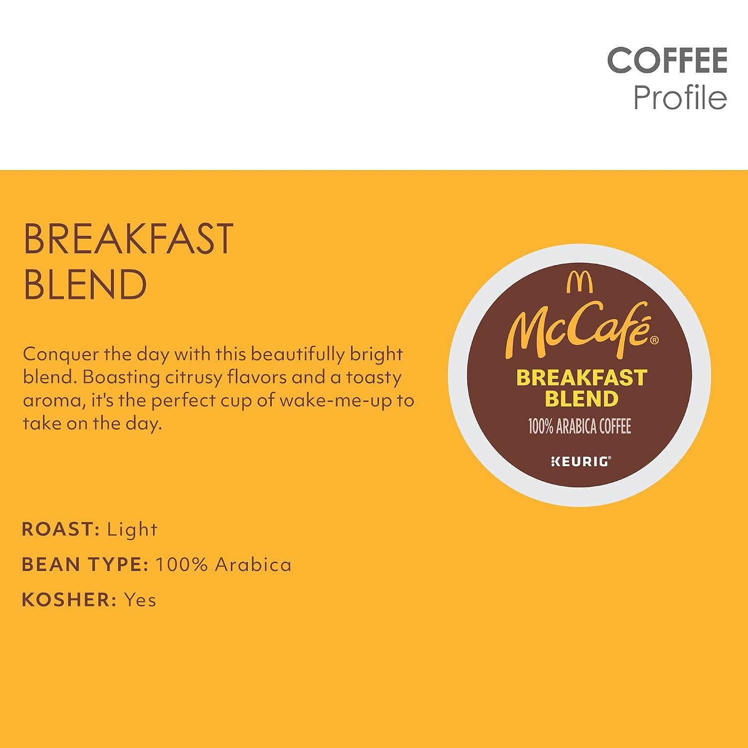 McCafe Breakfast Blend Coffee, Keurig Single Serve Keurig K-Cup Pods, Light Roast, 96 Count (4 Packs of 24)