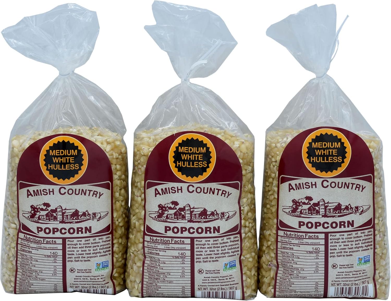 Amish Country Popcorn | 6 lb Bag | Medium White Popcorn Kernels | Old Fashioned, Non-GMO and Gluten Free (Medium White - 6 lb Bag)