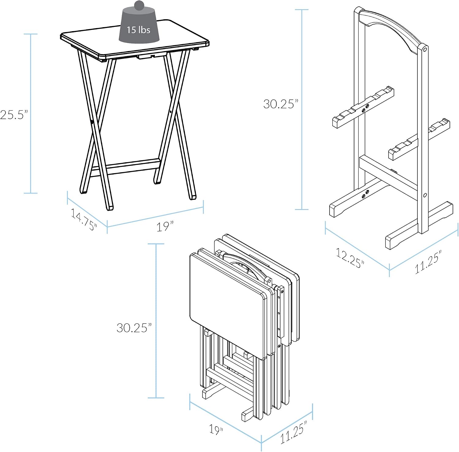 Casual Home 5 Piece Tray Table Set, Espresso