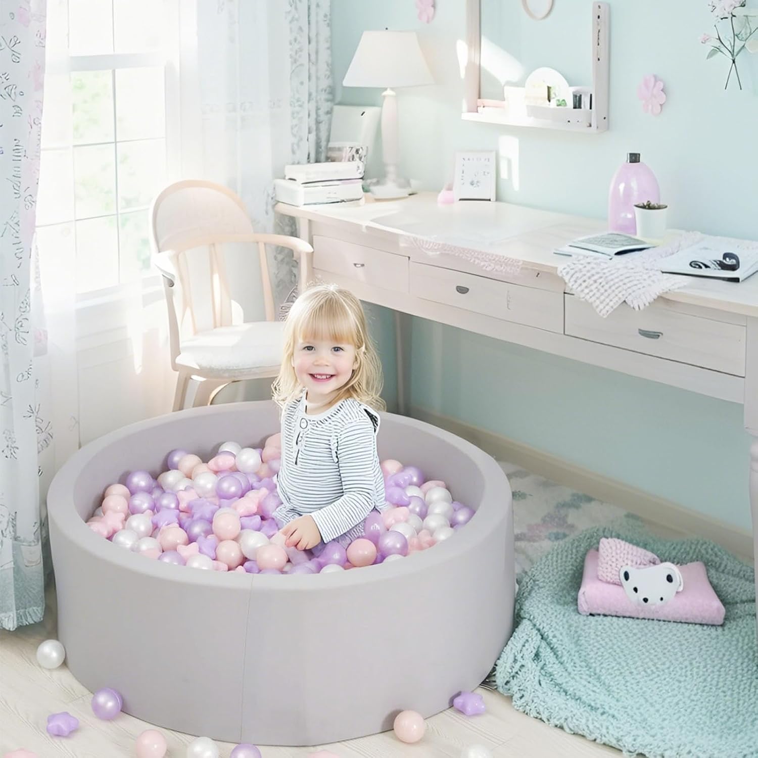 GOGOSO Ball Pit Balls 100 PCS for Toddles, Kids Plastic Balls for Ball Pit, Pool, Pink Party Accessories, Birthday Decoration