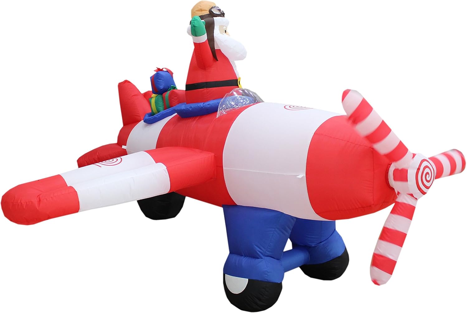 8 FT Animated Christmas Inflatable Santa Claus Flying Airplane | Outdoor Yard Blow Up Decoration, Bright LED Lights, Built-in Blower