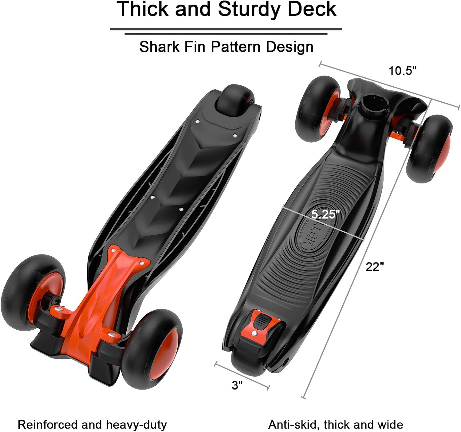 Allek Kick Scooter B03, Lean 'N Glide 3-Wheeled Push Scooter with Extra Wide PU Light-Up Wheels
