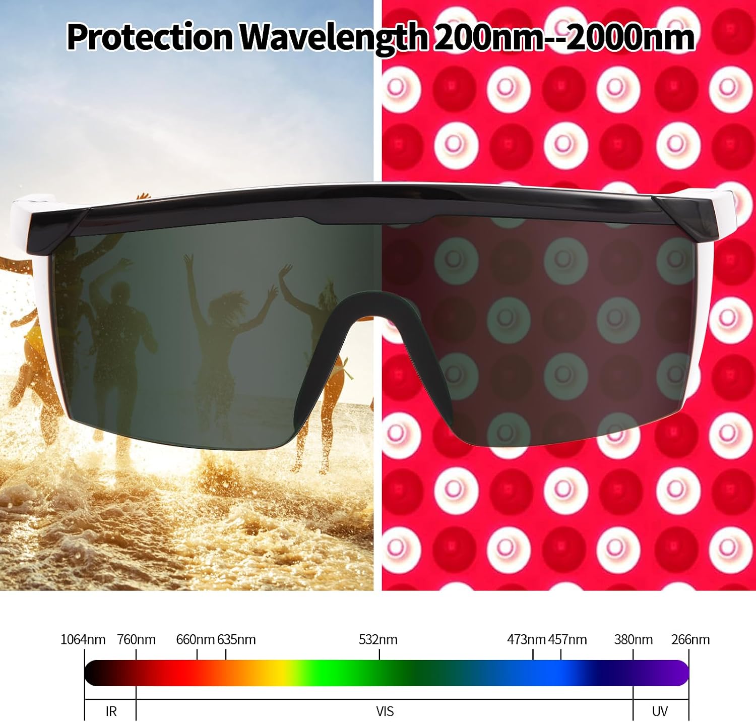 FreeMascot IPL 200nm-2000nm Laser Safety Glasses for Laser Hair Removal Treatment and Laser Cosmetology Operator Eye Protection with Case (Green)