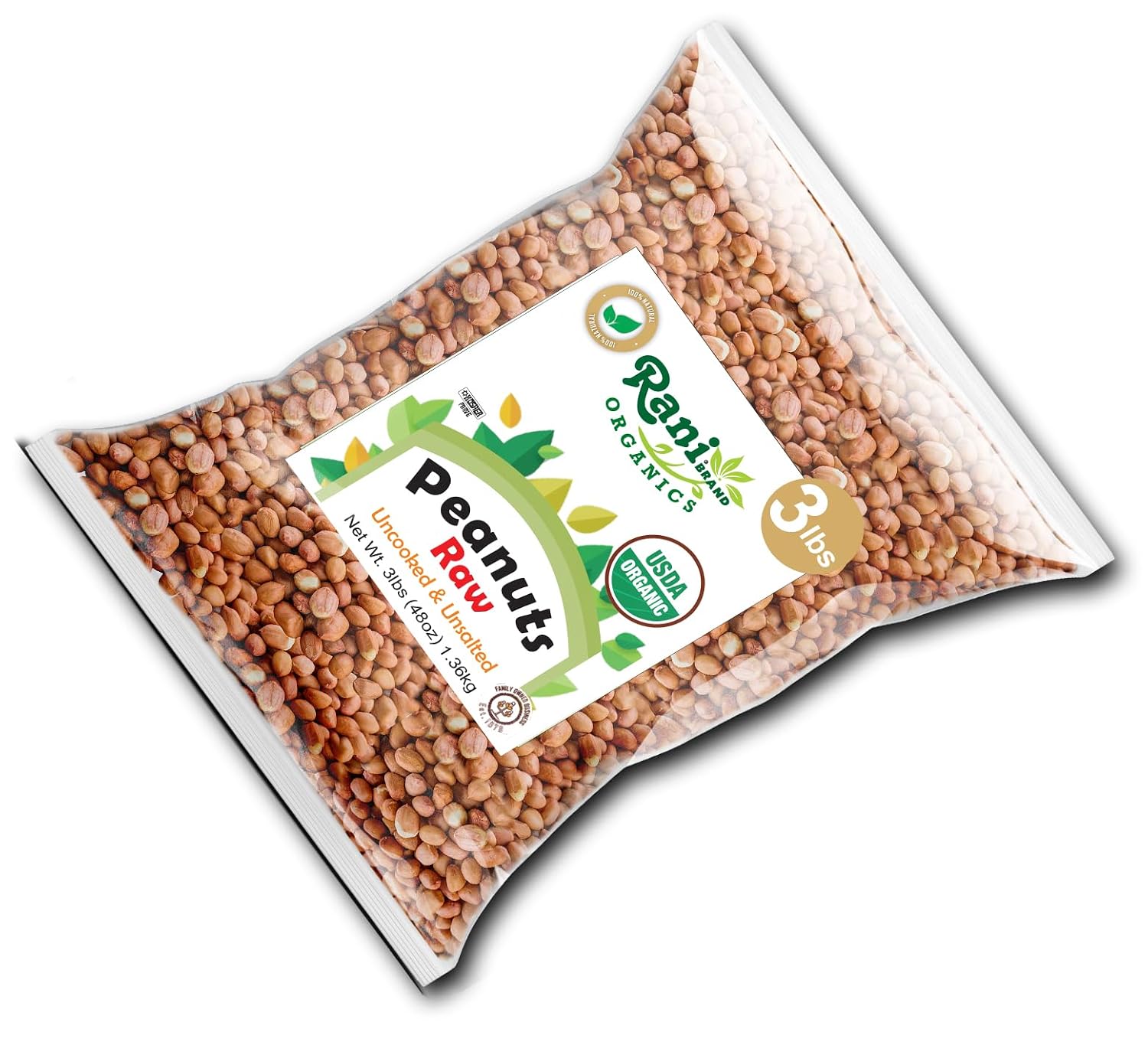 Rani Peanuts, Raw Whole With Skin (uncooked, unsalted) 14oz (400g) ~ All Natural | Vegan | Kosher | Gluten Friendly | Fresh Product of USA ~ Spanish Grade Groundnut/Red-skin