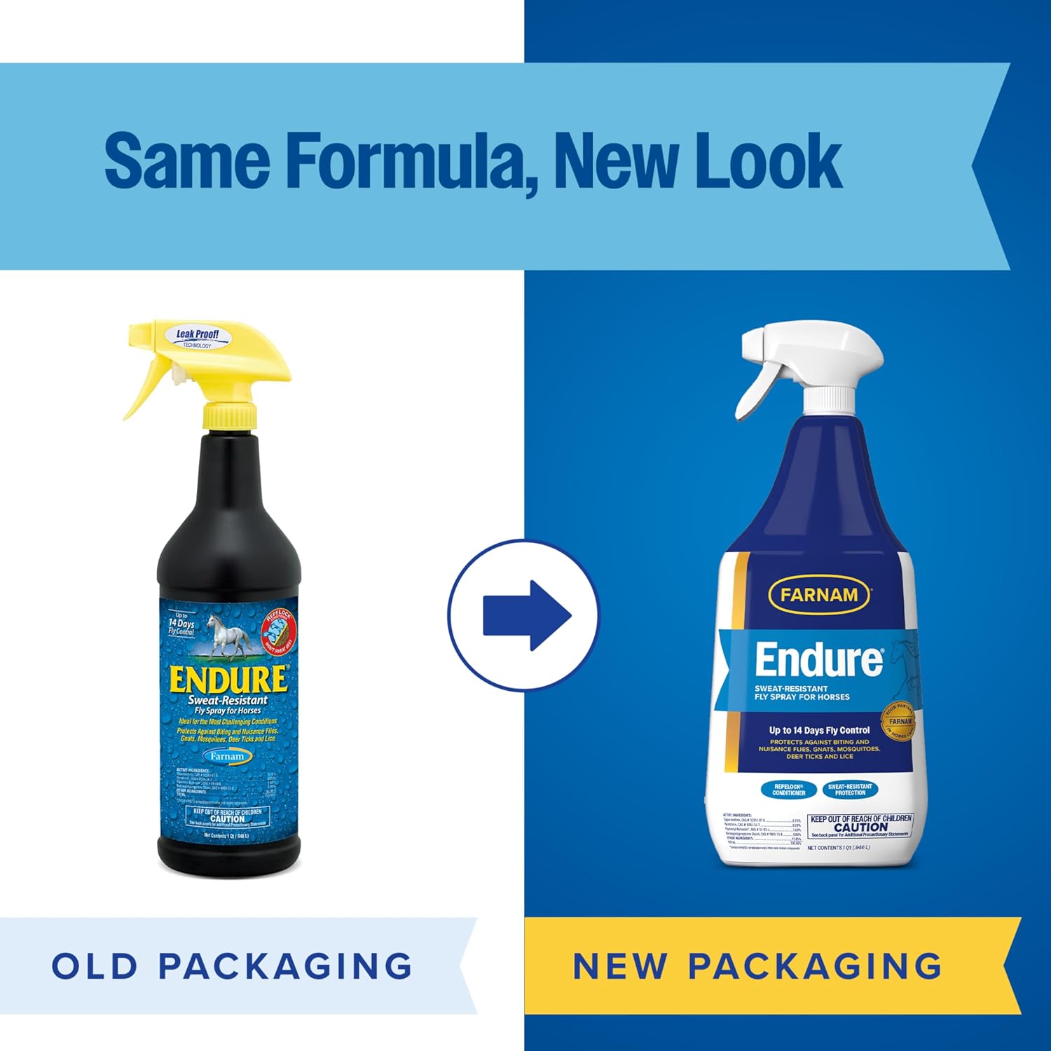 Farnam Endure Fly Spray for Horses, Sweat-Resistant, 128 oz, Gallon Refill