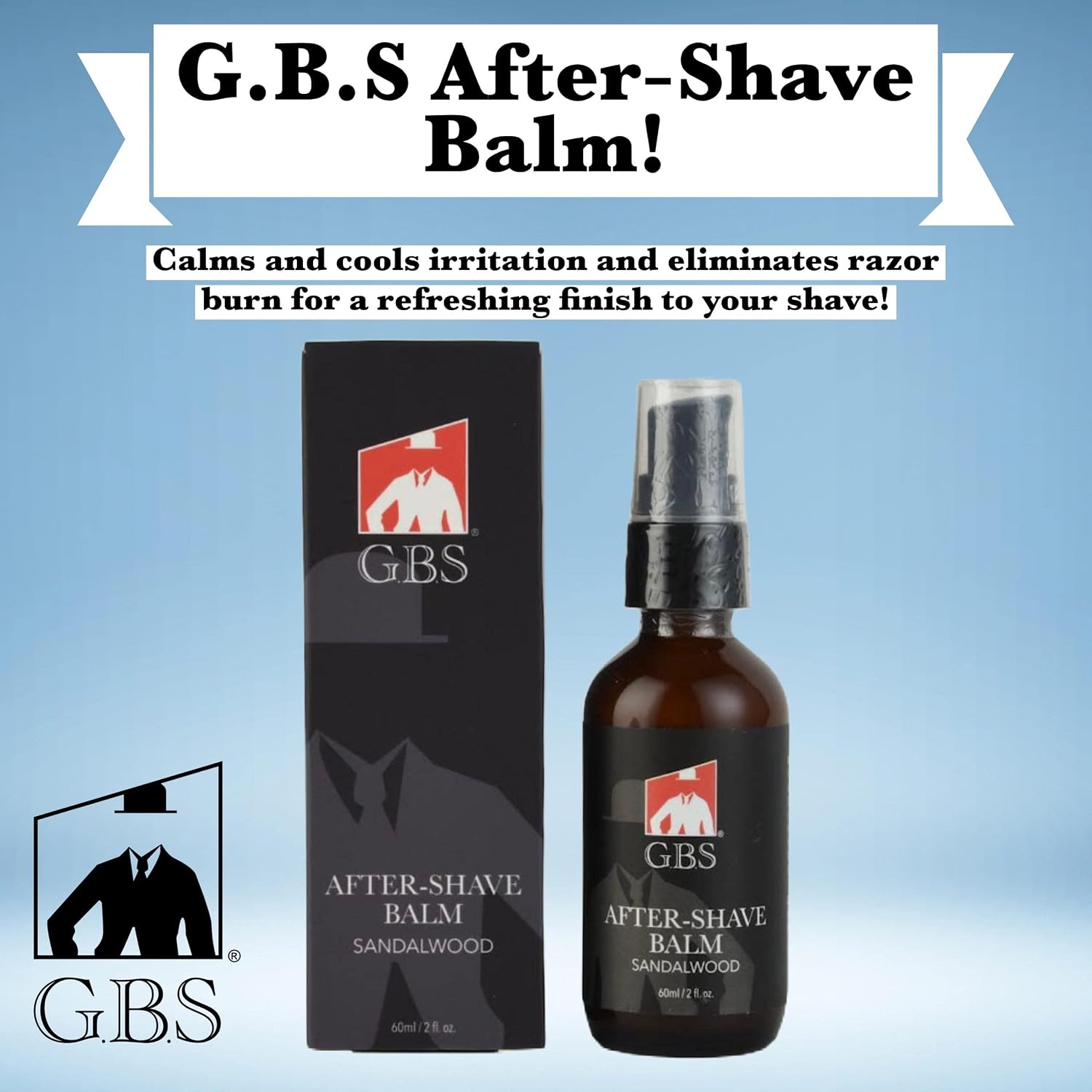 G.B.S Men’s Aftershave Balm - Premium Sandalwood Scent - Soothes Razor Burn & Moisturizes Sensitive Skin - Fast-Absorbing Formula - 5 Fl Oz