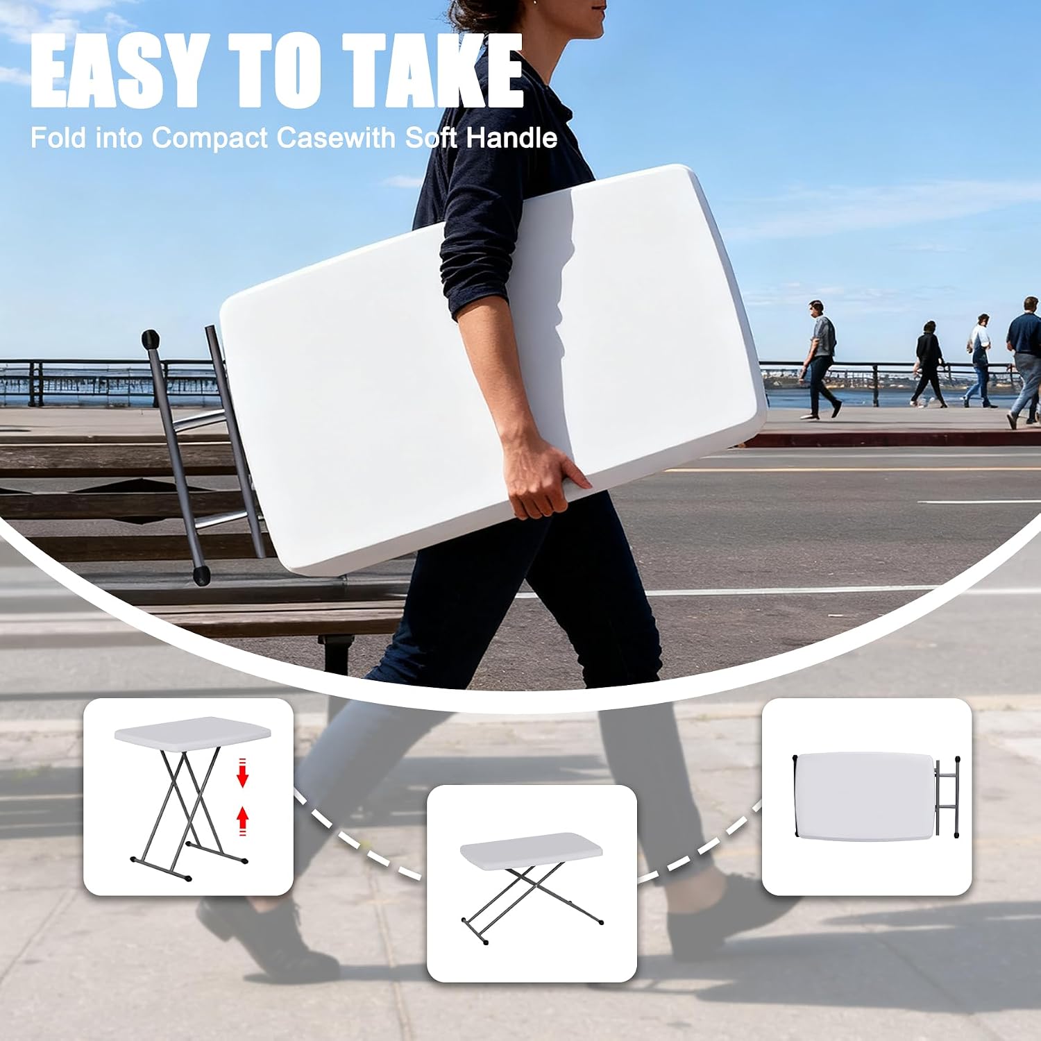 ZenStyle 3 ft Indoor Outdoor Heavy Duty Portable Plastic Folding Table