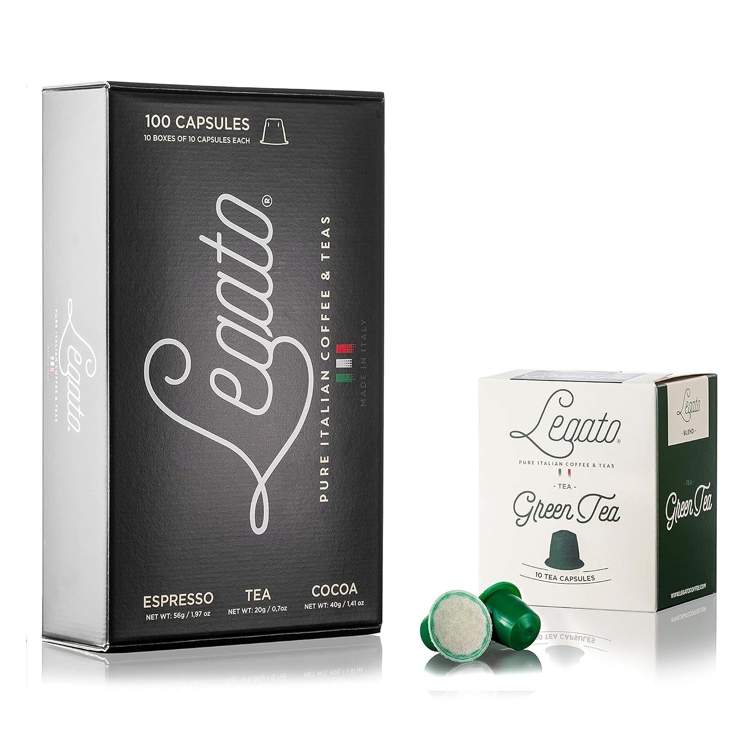 Legato Espresso Capsules - 10/100 count - Single-Serve Coffee Pods - Compatible with Nespresso OriginalLine Machine - Cafe-style Coffee at Home (100, Hazelnut Strength 5)