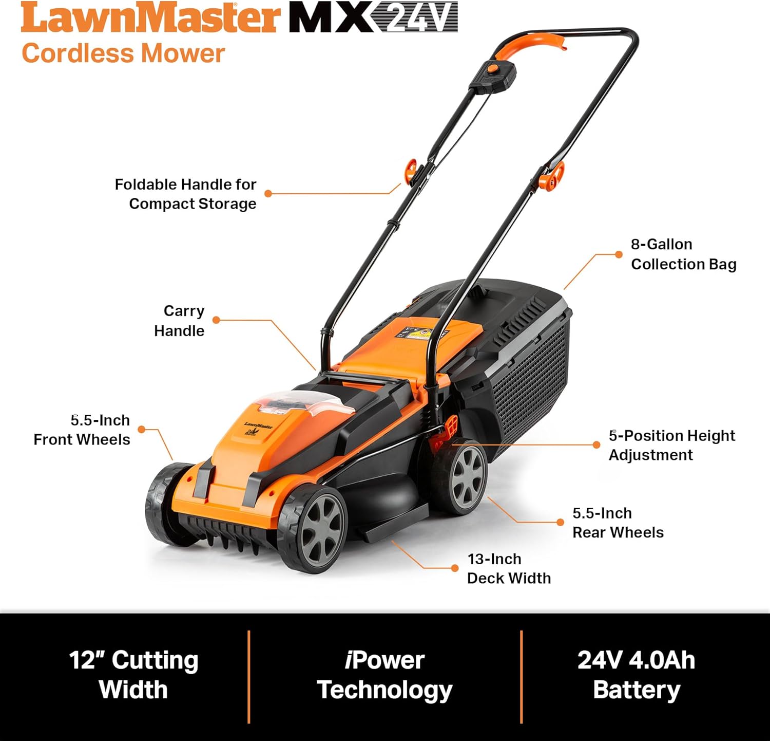 LawnMaster MEB1216K Electric Lawn Mower 16-Inch 12AMP