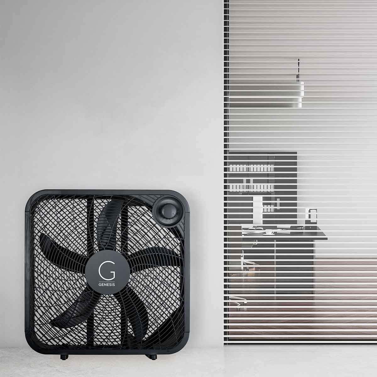 Genesis 20" Box Fan, 3 Settings, Max Cooling Technology, Carry Handle, Black (G20BOX-BLK)