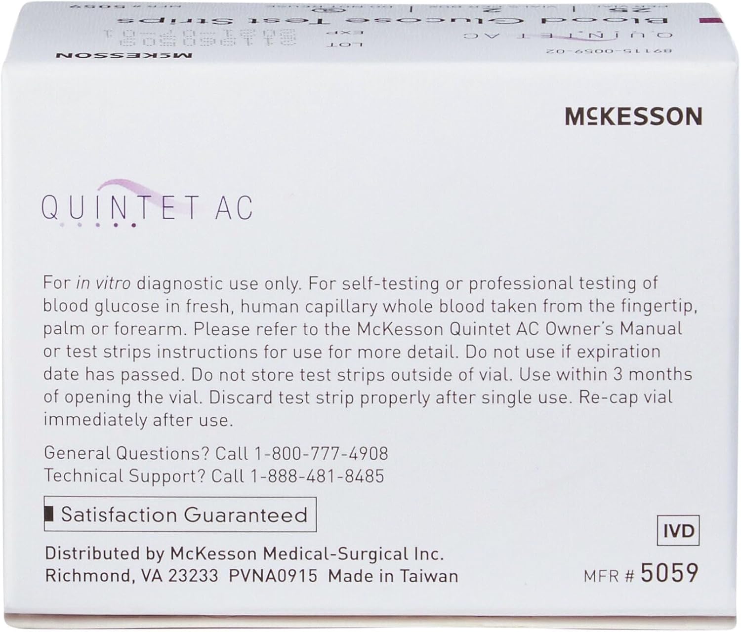McKesson Quintet AC Blood Glucose Test Strips, 1 pk | Auto Coding, Noble Electrode Strips, for Self-Testing
