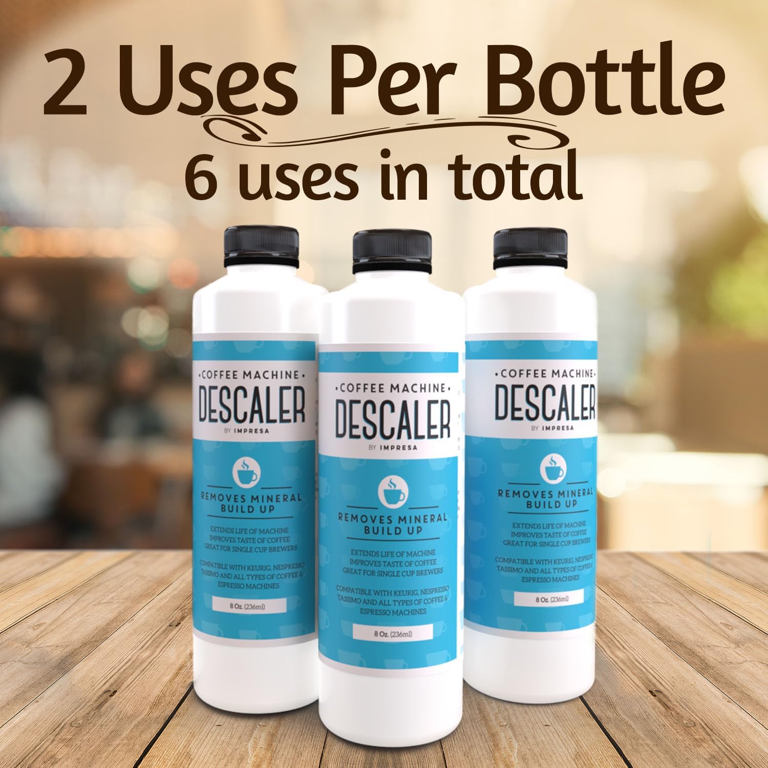 IMPRESA Coffee Machine Descaler (2 Uses Per Bottle) - Made in the USA - Universal Descaling Solution, Compatible with Nespresso, Delonghi and All Single Use Coffee and Espresso Machines