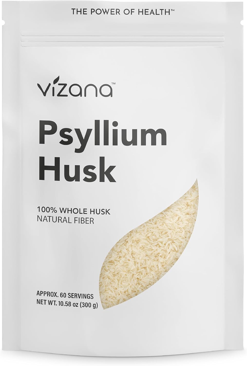 VIZANA Psyllium Husk – 100% Whole Husk Natural Fiber – Pure Plantago Ovata – No Additives, Gluten-Free
