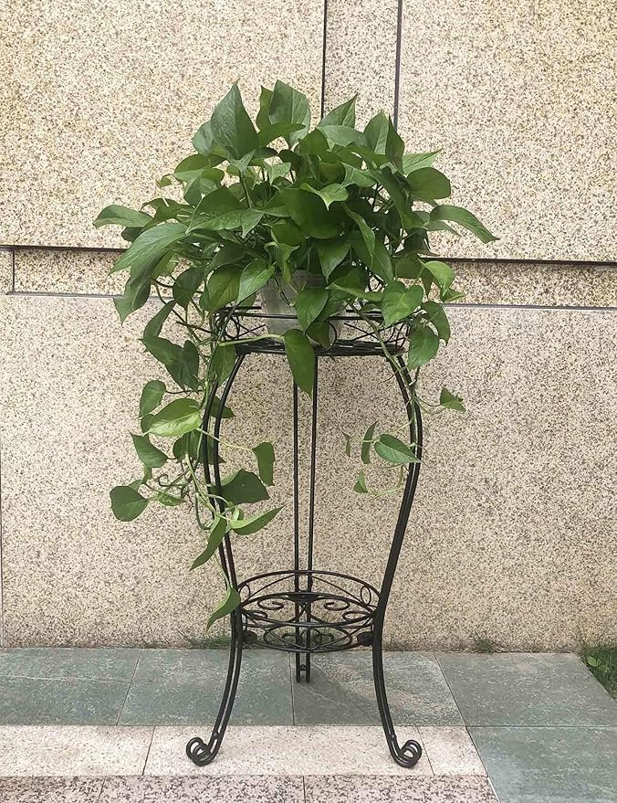 TREEZITEK 11.8 inches Diameter Tall Metal Plant Stand for Indoor or Outdoor, Heavy Duty Flower Pot Stand Rack Holds Big Heavy Plants