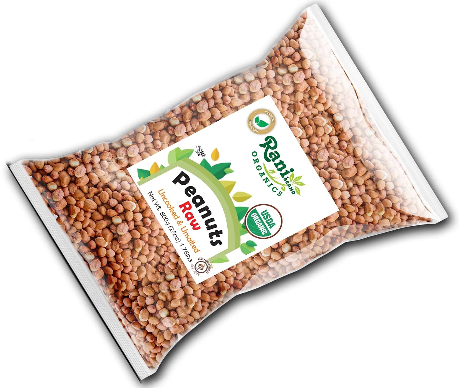 Rani Peanuts, Raw Whole With Skin (uncooked, unsalted) 14oz (400g) ~ All Natural | Vegan | Kosher | Gluten Friendly | Fresh Product of USA ~ Spanish Grade Groundnut/Red-skin