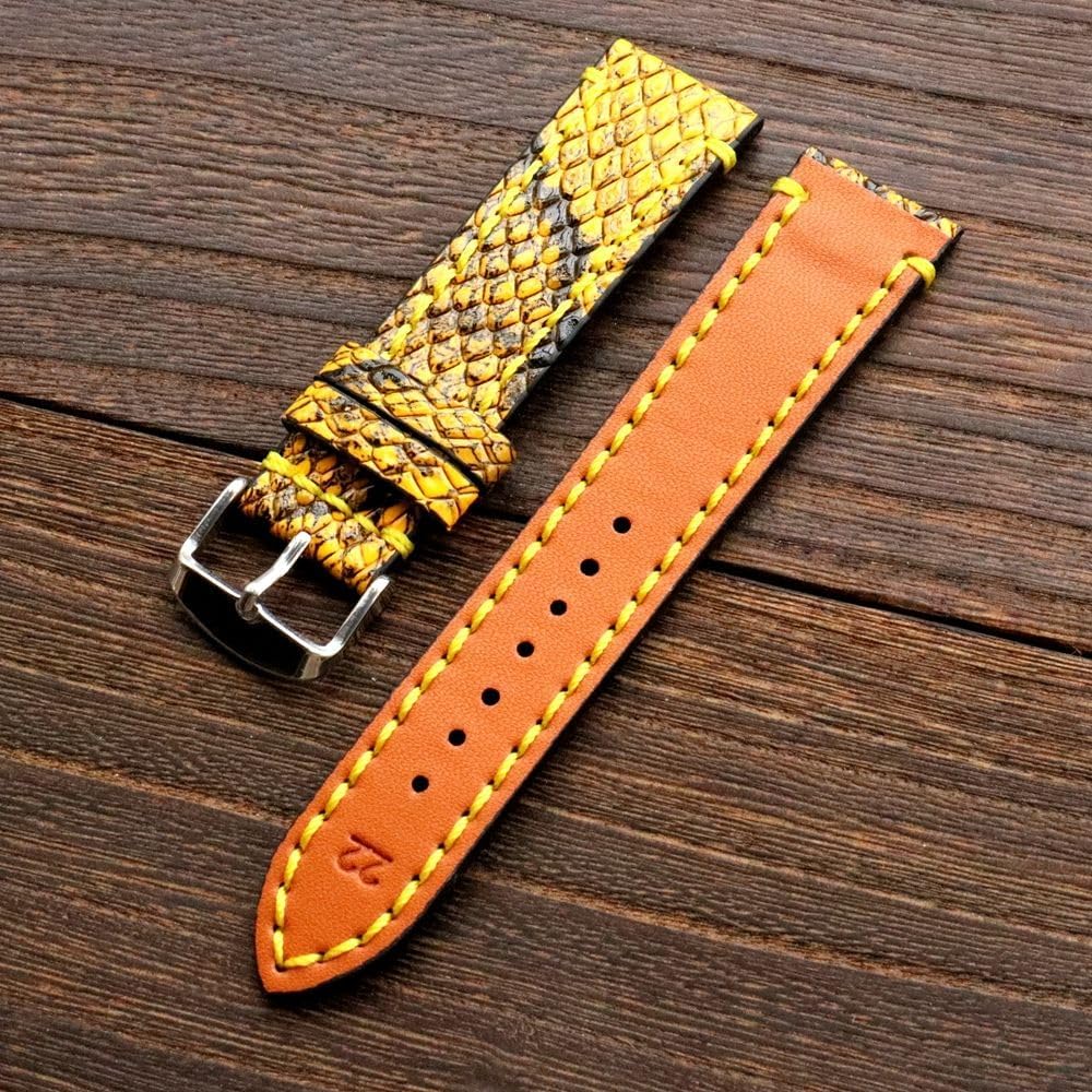 Moran Genuine Leather Watch Band 18mm 19mm 20mm 21mm 22mm 23mm 24mm Calf Grain Watch Strap for Men and Women 18mm Black-Silver Buckle