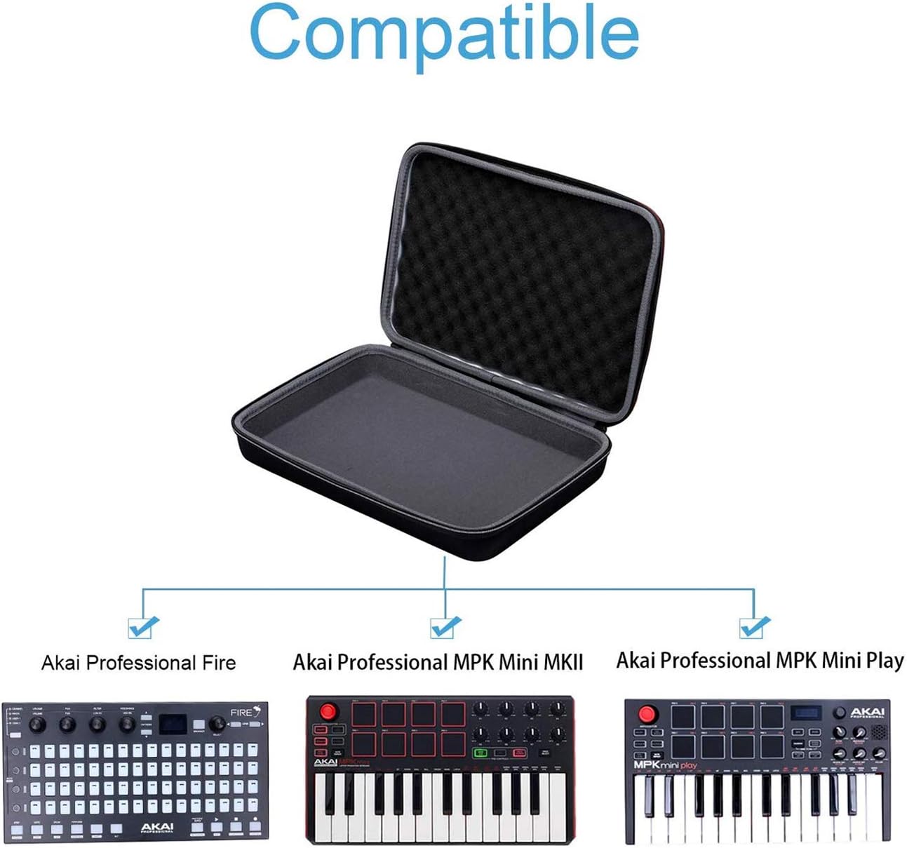 XANAD Case for Akai Professional MPK Mini MK3/MKII/MPK Mini Play Controller | Hard Storage Protective MIDI Keyboard Controller Bag