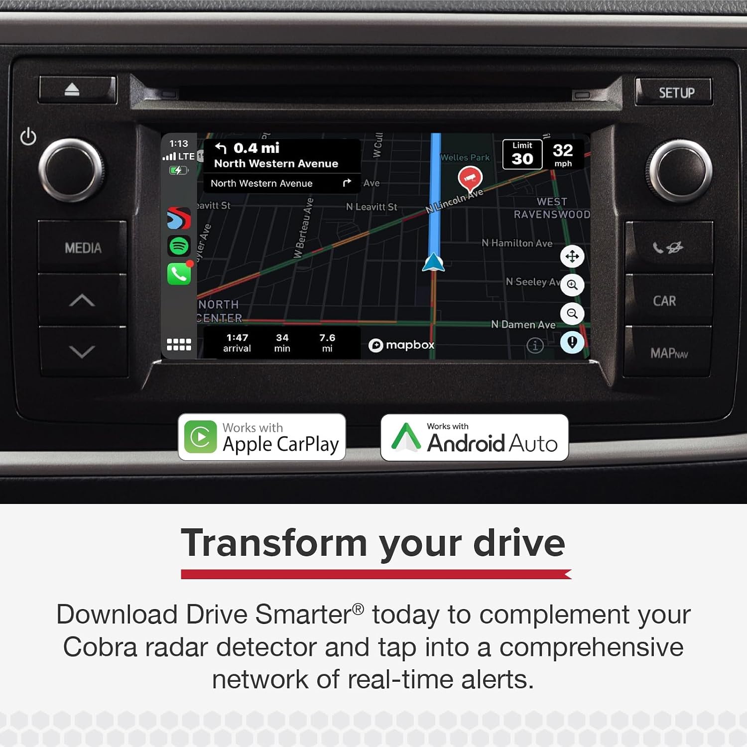 Cobra RAD 480i Laser Radar Detector, Long Range Detection, Bluetooth, Black