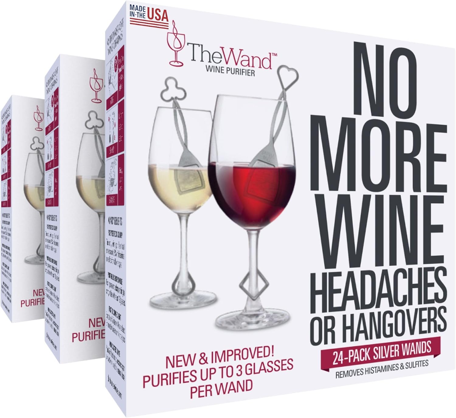PureWine The Wand Wine Purifier, Removes Histamines & Sulfites - 8 Wands | Wine Wand Filters Before You Drink; Remove Sulfites & Histamines; Helps Wine Allergies & Headaches. Purifies 3 glasses/wand