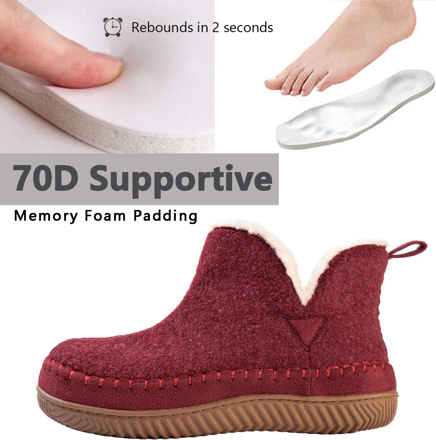 Zizor Women's Moccasin Bootie Slippers, Memory Foam House Shoes