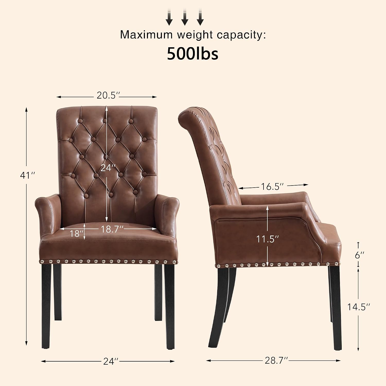 adochr Dining Chairs with Arms,Linen High Back Dining Room Chairs, Beige