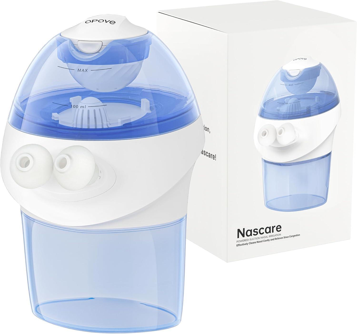 Opove Nasal Irrigation System, Sinus Rinse Kit with 1 Nose Cleaner & 15 Salt Packets, Self-Cleaning & Automatic Waste Collection