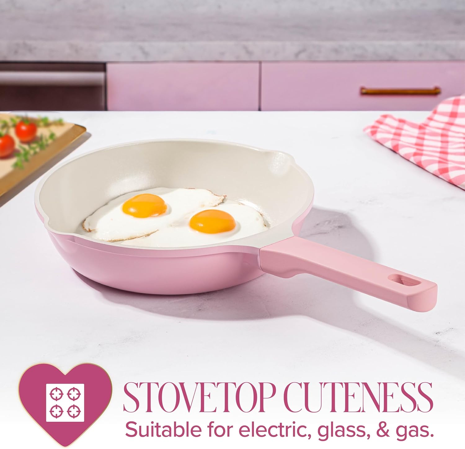 Paris Hilton Cast Aluminum Dutch Oven with Lid, Ceramic Nonstick Coating Made Without PFAS, PFOA, PFOS & PTFE, Heart Knob, 4.3-Quart, Pink