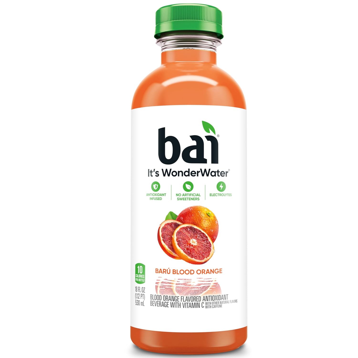 Bai Antioxidant Infused Water Beverage, Baru Blood Orange, 18 Fluid Ounce Bottle, 12 Pack