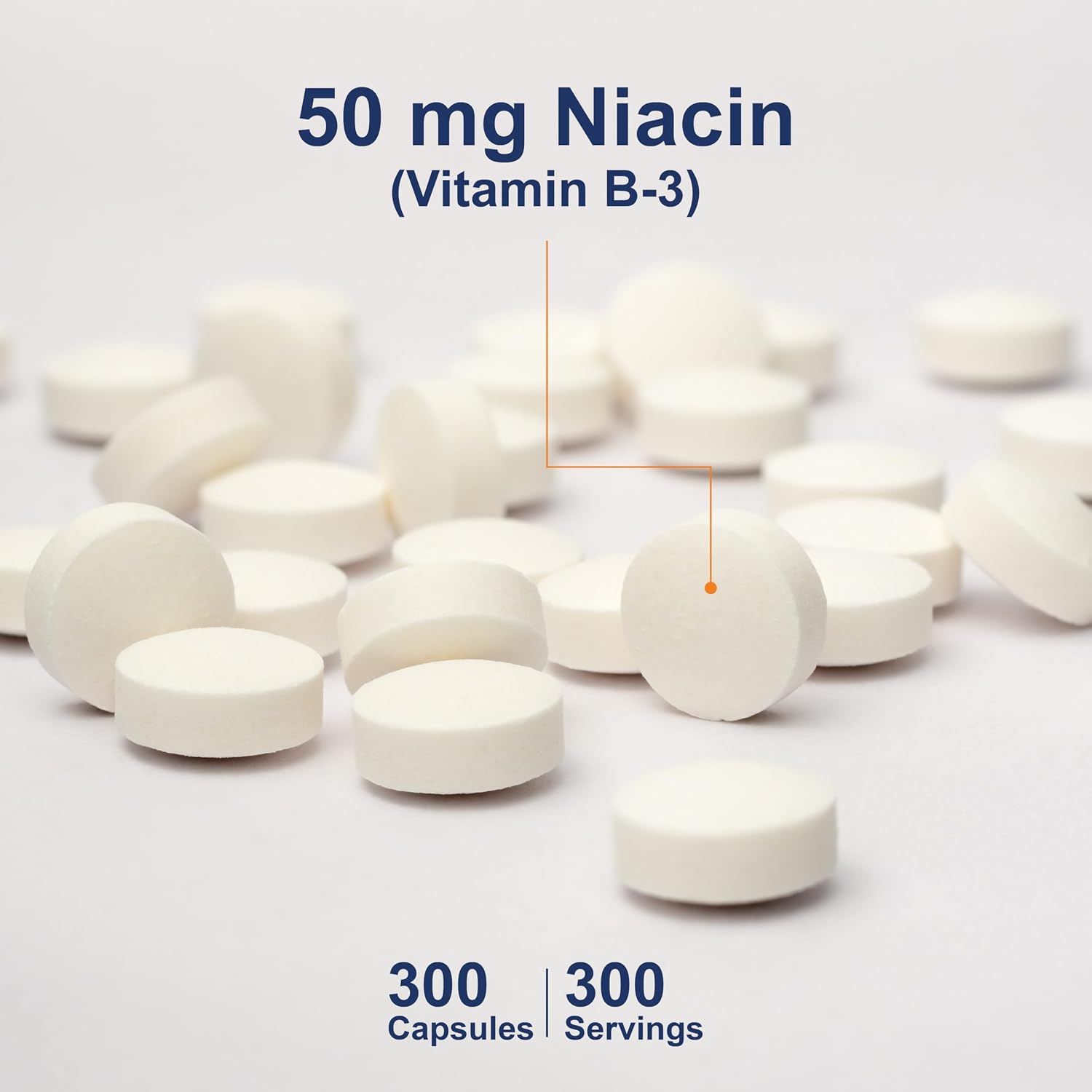 Carlson Niacin, 50 mg, Cholesterol Metabolism, Nerve Function, 300 Tablets | Energy Production