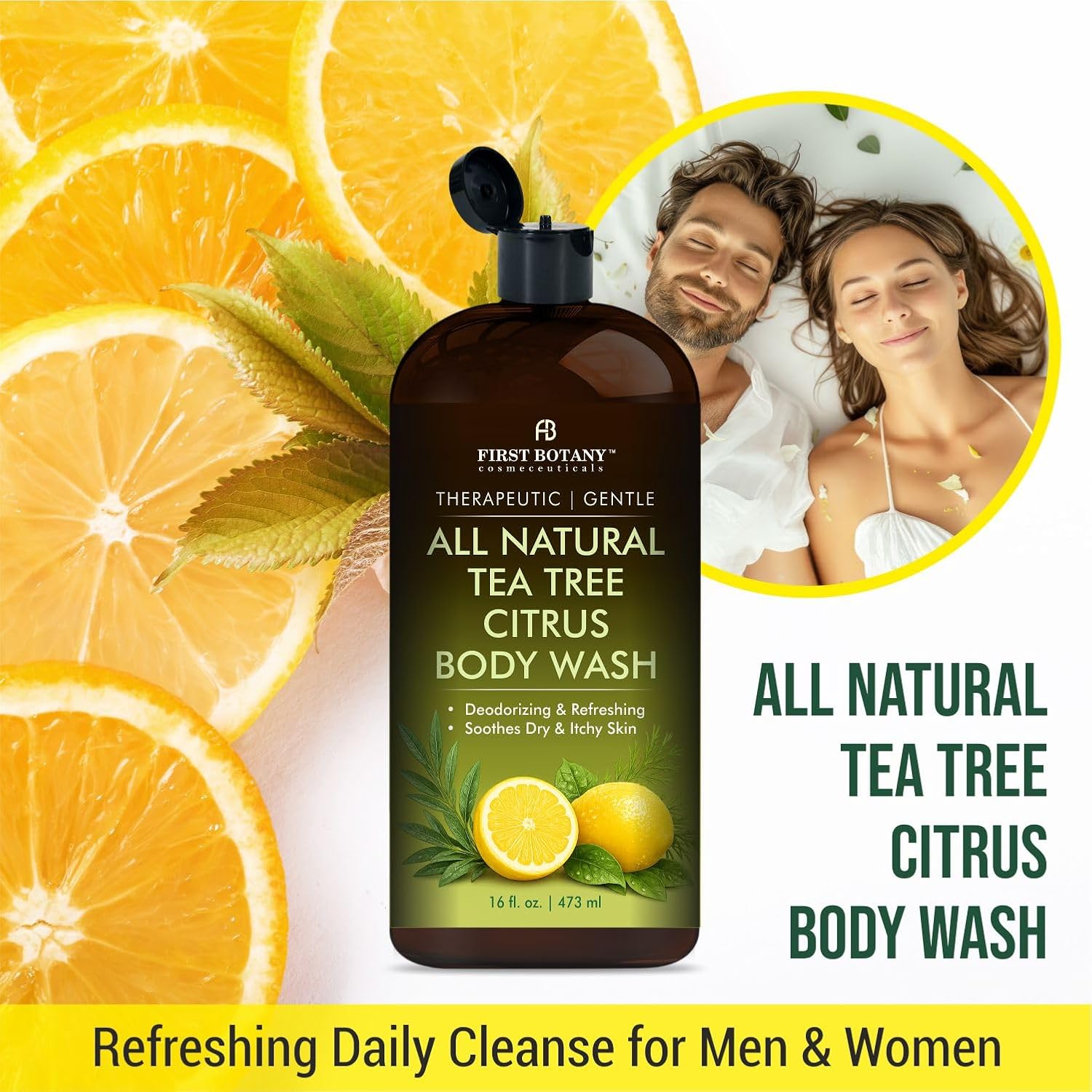 Tea Tree Eucalyptus Body Wash & Skin Cleanser for Women & Men, 16 Fl Oz