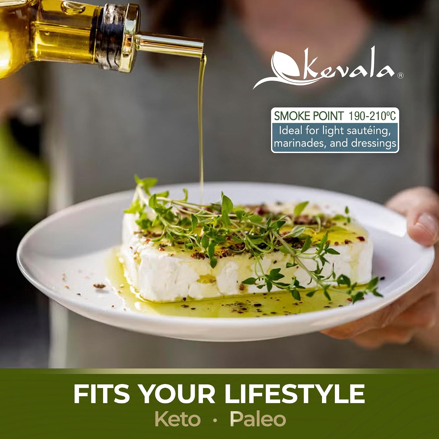 Kevala Extra Virgin Organic Olive Oil - 1/2 gal, Unrefined Cooking Oil | 64 oz, Cold Pressed, No Preservatives, Made with Selected Fresh Olives, Natural Kitchen Pantry Essential, Easy Storage
