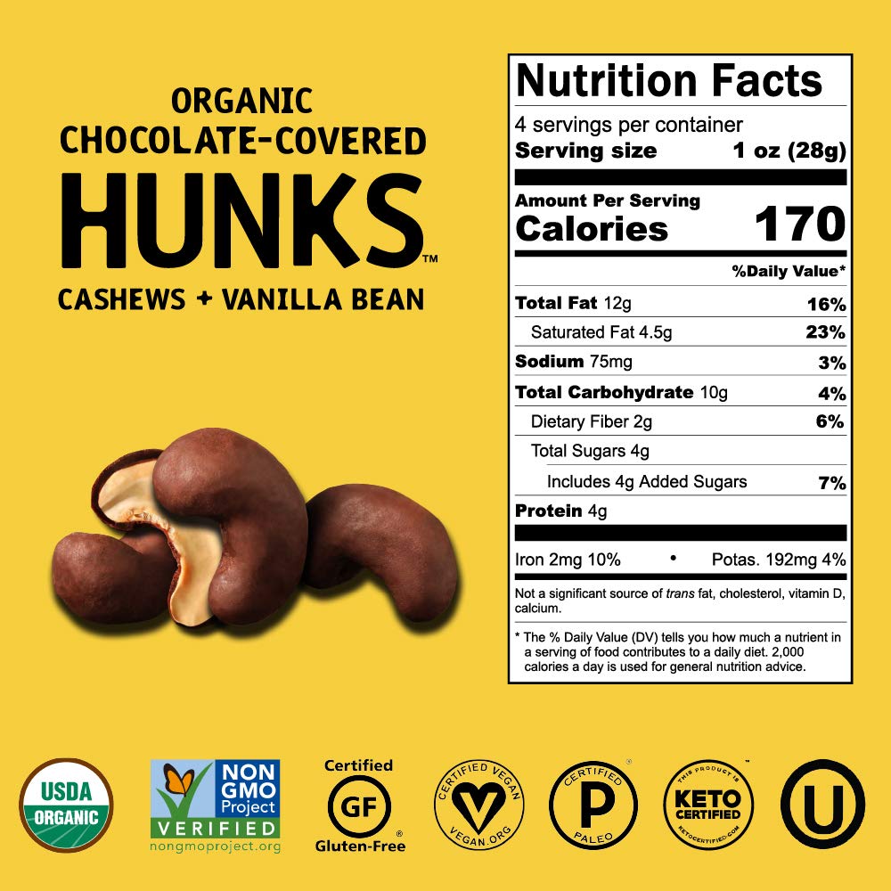Hu Chocolate Hunks, Chocolate Covered Almonds with Sea Salt, 6 Pack