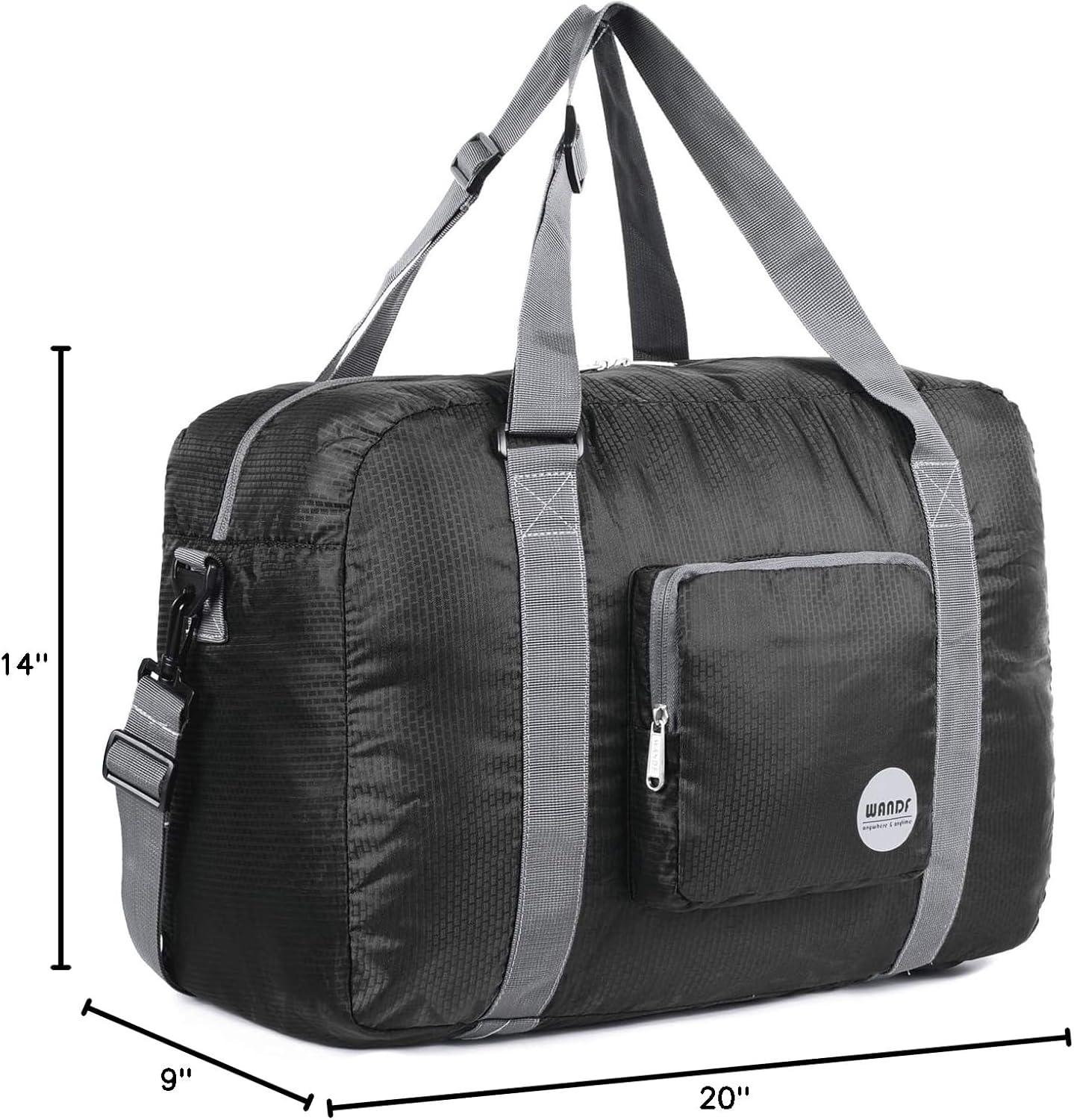 WANDF Foldable Personal Item Bag, Carry on Travel Duffle Bag | Frontier Airline Underseat Fit, 18x14x8 inches, Weekend Overnight Trips, Packable