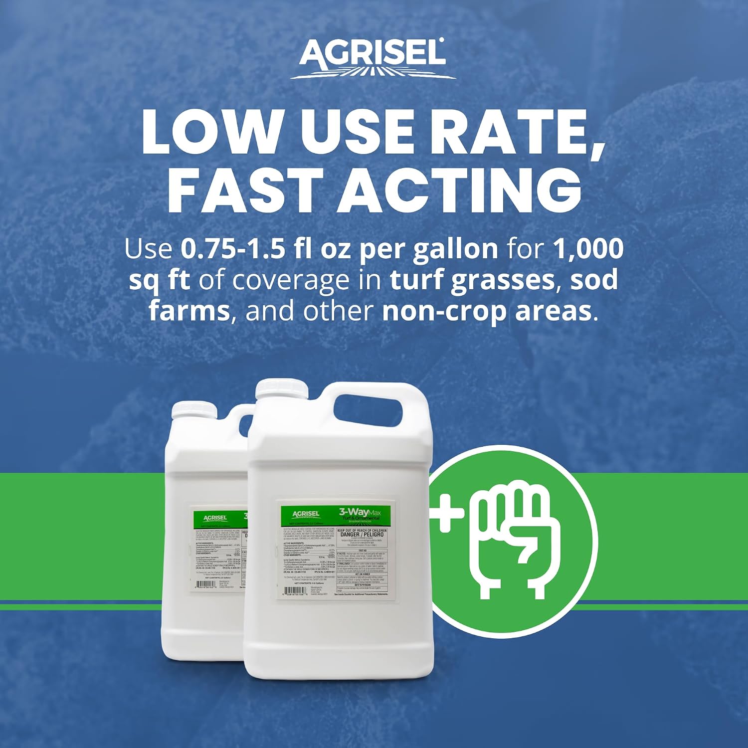Agrisel 3 Way Max Weed Killer, Eliminate 50+ Weeds, Pet Safe, 128 Ounces | Safe on Grass, Weed Spray, Low Odor, Easy Mixing