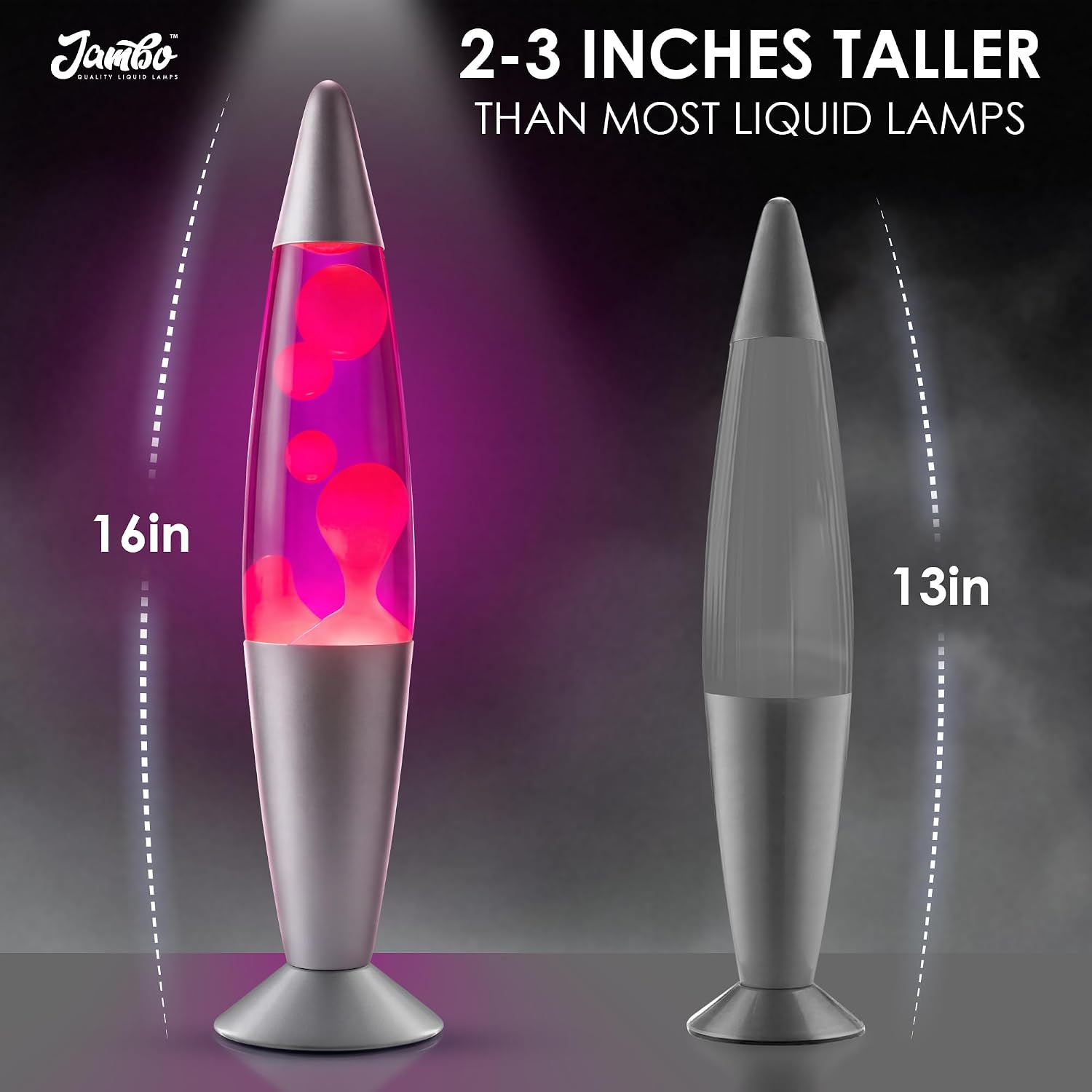 JAMBO 16" Beautiful Lamp- Purple with Yellow/Orange Wax, Relaxing Liquid Light, Night Light Nightlight