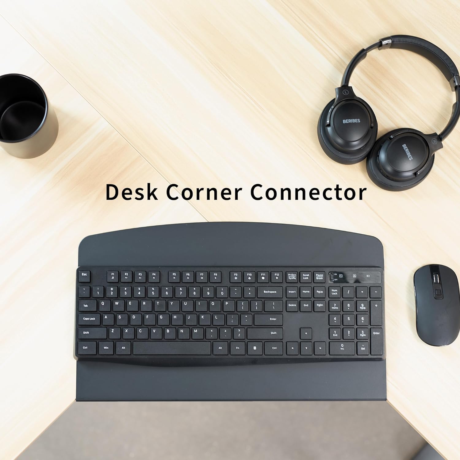 VIVO 17 inch Corner Desk Connector Platform for Mounting Under-Desk Keyboard Trays on L-Shaped Workstations, Black, DESK-AC07S
