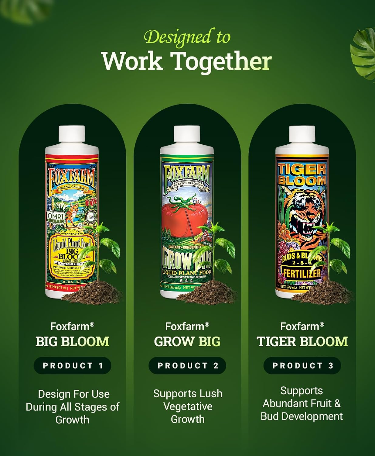 FoxFarm Dirty Dozen Liquids & Solubles Starter Pack - 3 Solubles (Open Sesame, Beastie Bloomz, Cha Ching) & 9 Pint Liquids (Big Bloom, Tiger Bloom