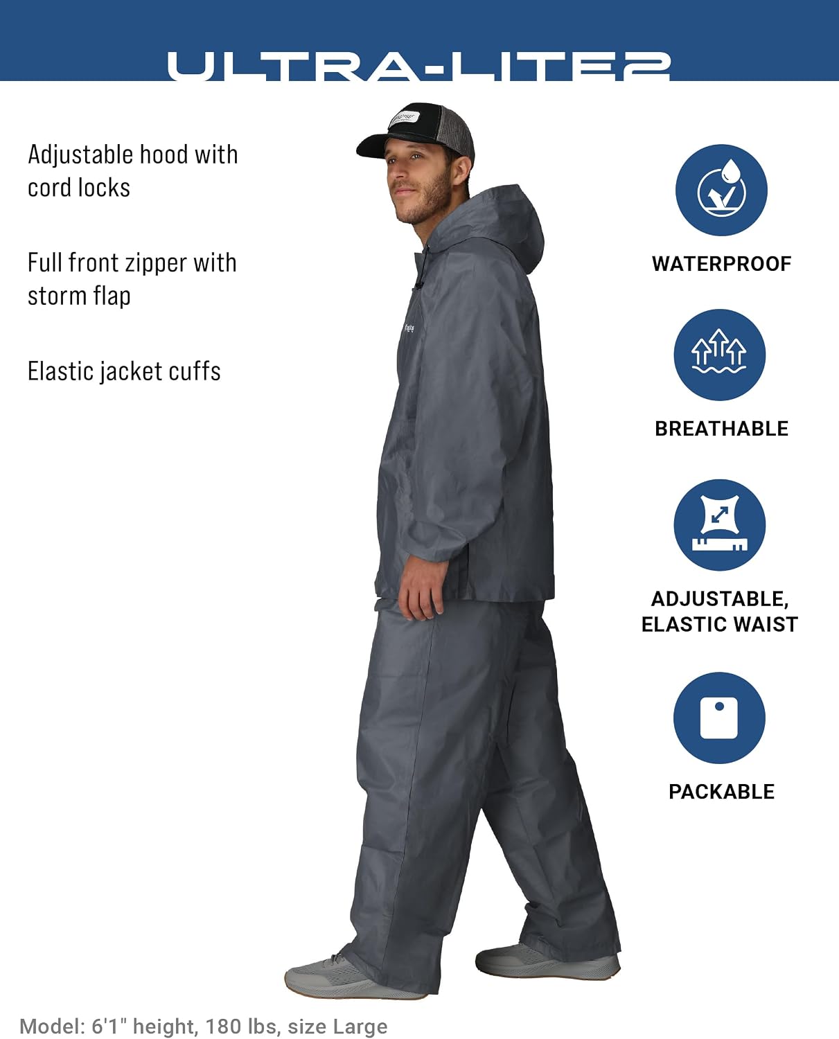 FROGG TOGGS Men's Ultra-Lite2 2-Layer Waterproof Breathable Rain Suit