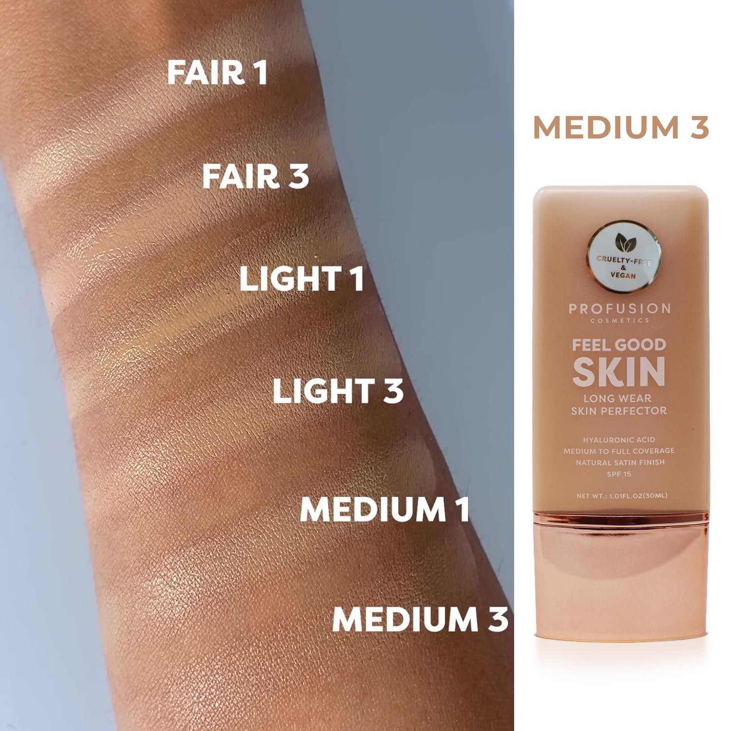 Profusion Cosmetics Lightweight Liquid Foundation for a Flawless and Elegant Radiance, Breathable Makeup that Improves Uneven Skin Tone
