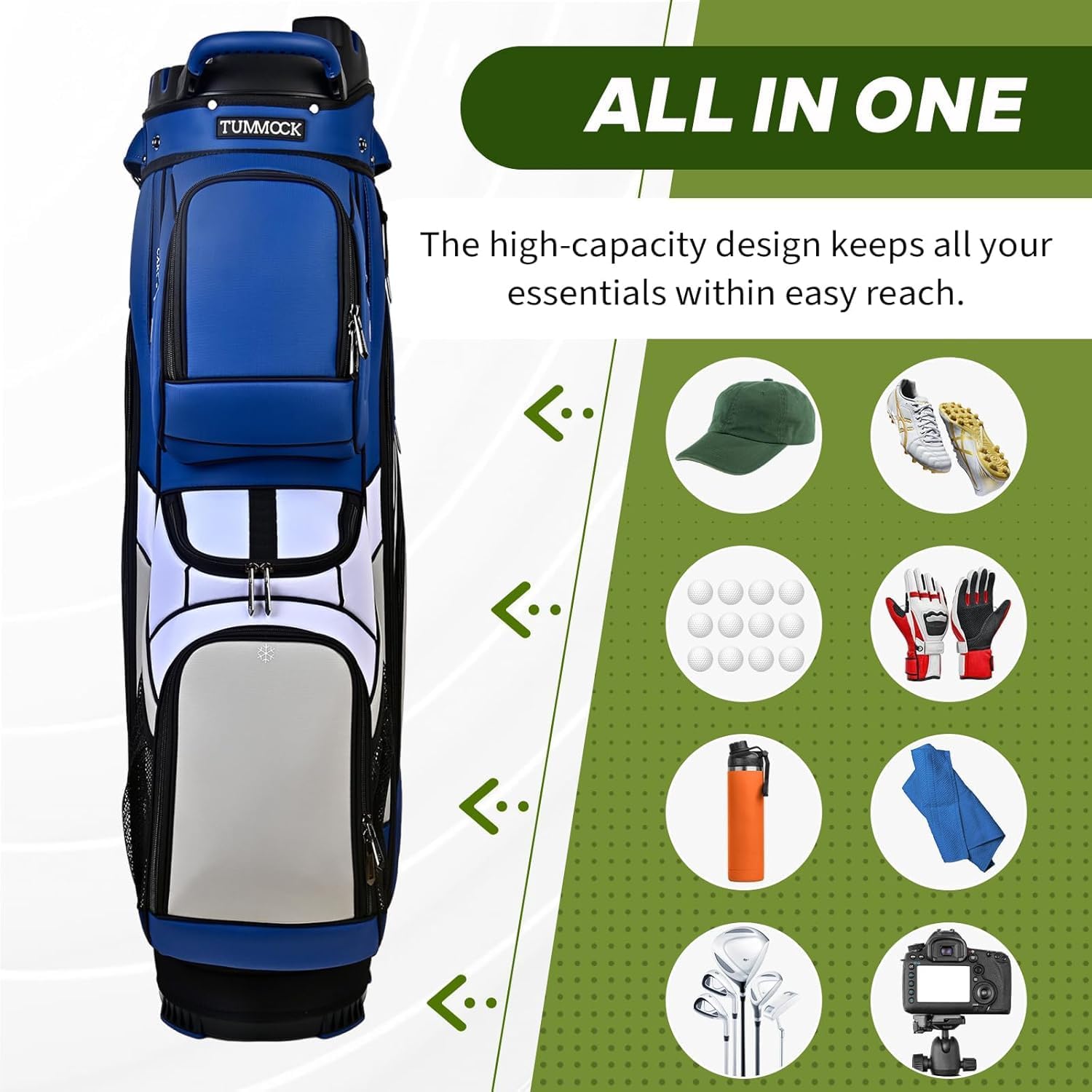Golf Cart Bag, 14-Way Top Divider with Multiple Storage Pockets, Lightweight & Durable Golf Bag for Men, Cart-Friendly Design