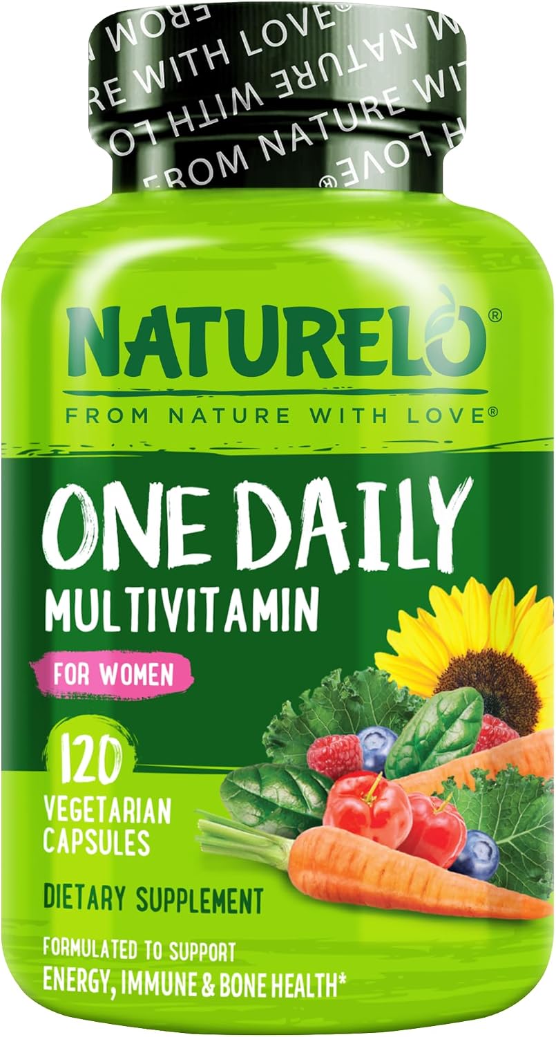 NATURELO One Daily Multivitamin for Women w/Vitamin B12, 60 Ct, Energy Support, Whole Food Daily Women Multivitamin Supplement, Nourish Hair/Skin/Nail, Non-GMO, No Soy, Gluten Free, 2 Month Supply | Energy Support, Whole Food Daily Women Multivitamin Sup…
