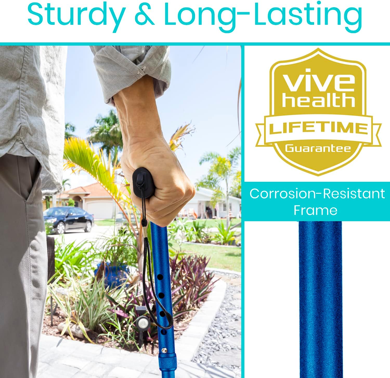 Vive Folding Cane - Foldable Walking Cane for Men, Women - Fold-up, Collapsible, Lightweight, Adjustable, Portable Hand Walking Stick - Balancing Mobility Aid - Sleek, Comfortable | Lightweight, Adjustable, Portable Hand Stick Balancing Mobility Aid Slee…