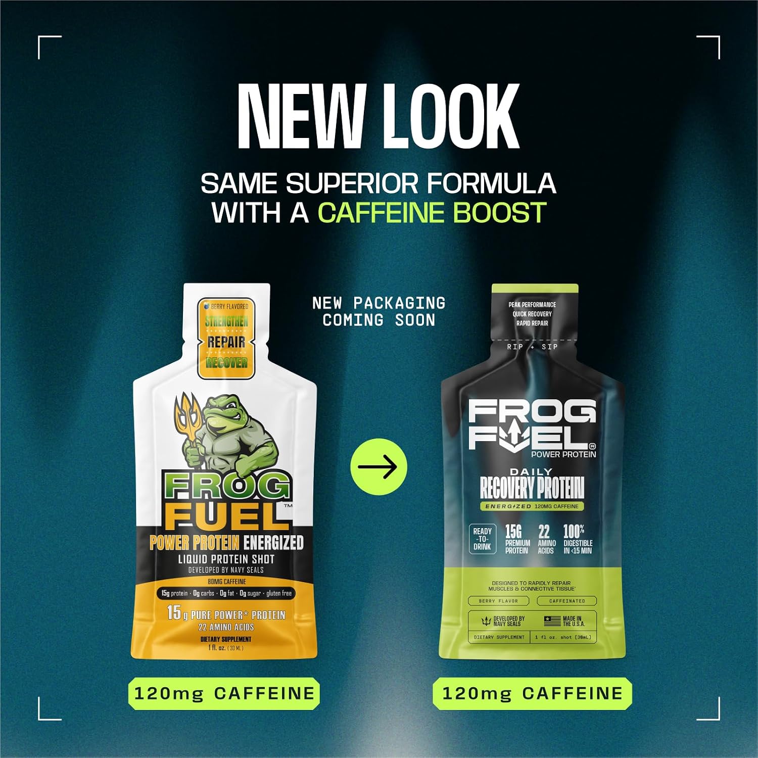 Frog Fuel Power Liquid Protein Shot, 15g Protein, Berry, 24 pk | Nano Hydrolyzed Grass Fed Collagen, Post Workout, 22 Amino Acids, Sugar & Fat Free, Gluten Free, 0 Carbs, 1 oz Shots