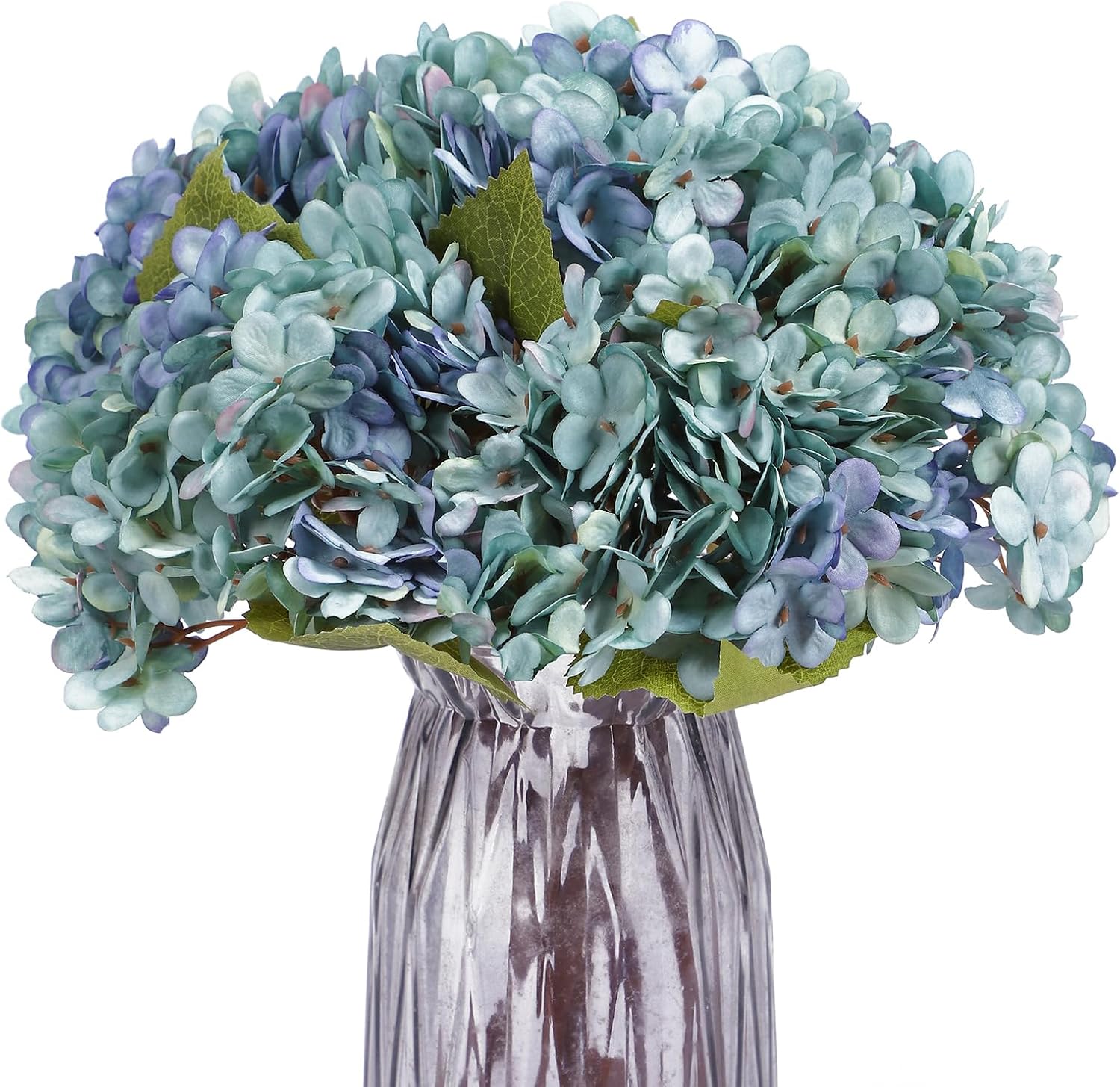 Kimura's Cabin 6pcs Silk Hydrangeas Artificial Flowers,Deep Lake Blue