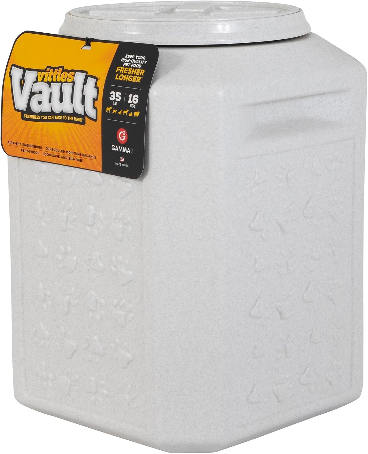 Gamma2 Vittles Vault Pet Food Storage Containers - Sealed Dog and Cat Food Storage Container, Fits up to 25lbs, Made in the USA - [12"L x 13.75"H] | Made in USA, 12 inch long by 13.75 inch tall, airtight lid keeps kibble fresh and pests out, a durable pa…