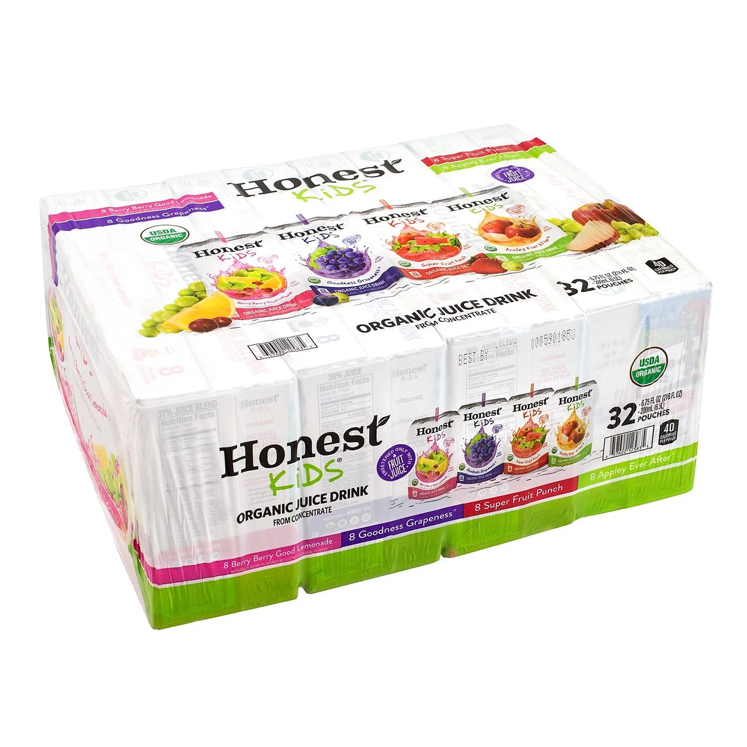 Honest Kids Appley Ever After, Organic Juice Drink, 6 Fl oz Juice Boxes, Pack Of 40, Apple