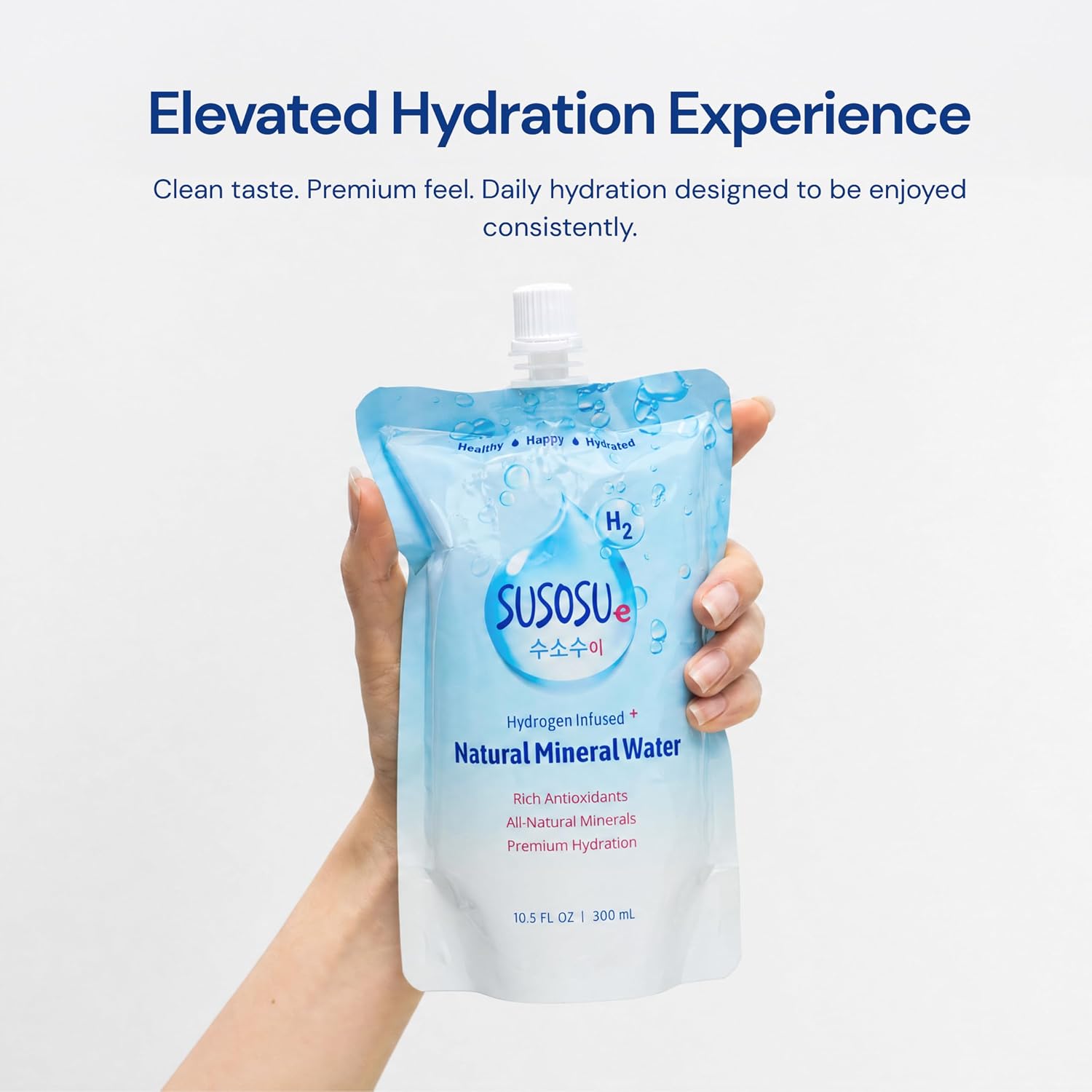 Susosu Hydrogen Water, Korean Mineral Water, 20 Pouches Ready to Drink, 10.5 Fl Oz