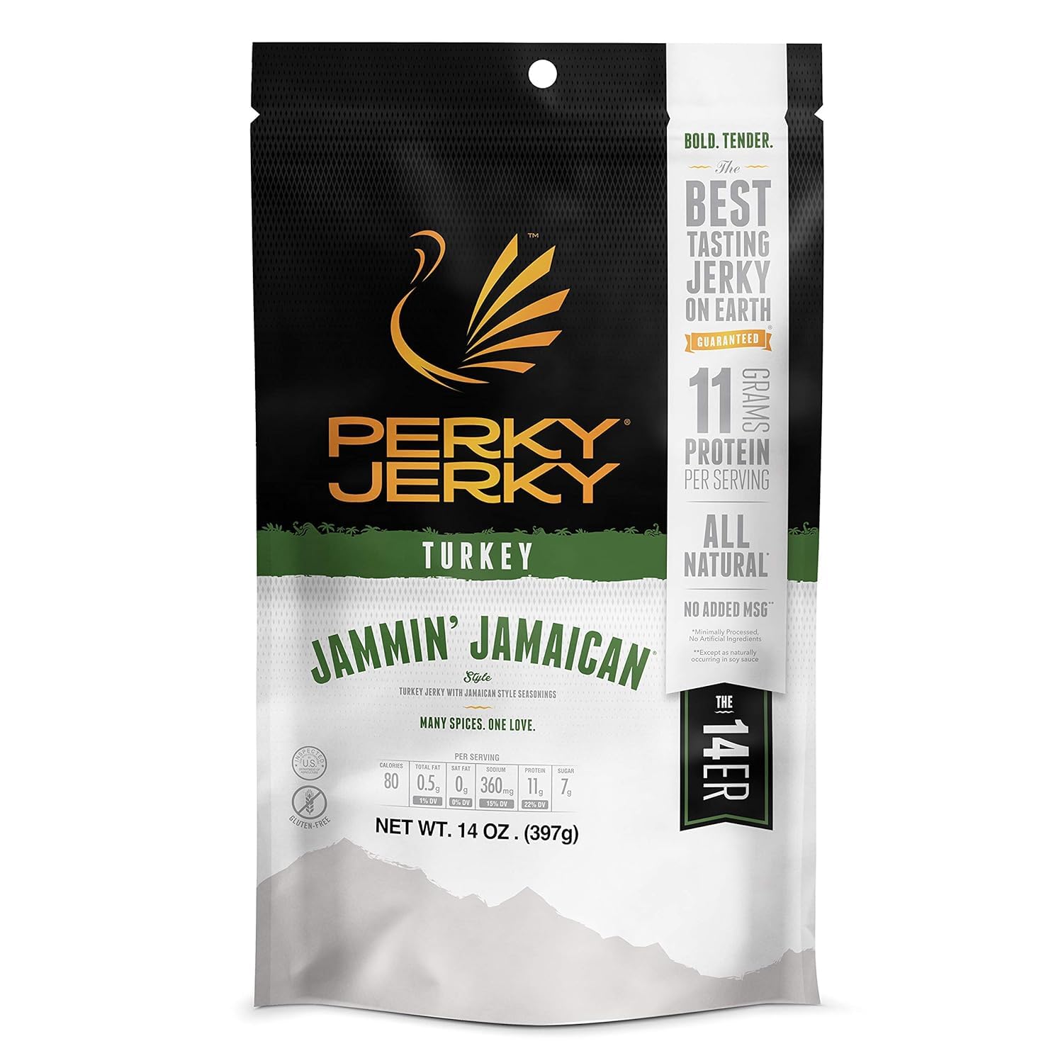 Perky Jerky Original Turkey Jerky, 14oz - Low Sodium - 10g Protein per Serving - Low Fat - 100% U.S. Sourced - Handcrafted, Tender Texture and Bold Flavor